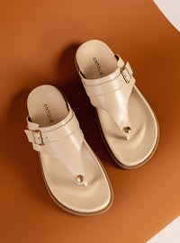 Papete em Couro Off White Thong