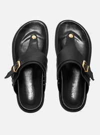 Papete em Couro Preta Thong