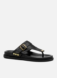 Papete em Couro Preta Thong