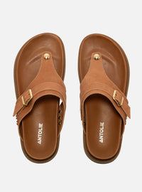 Papete em Couro Suede Caramelo Thong