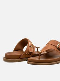 Papete em Couro Suede Caramelo Thong