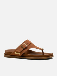Papete em Couro Suede Caramelo Thong