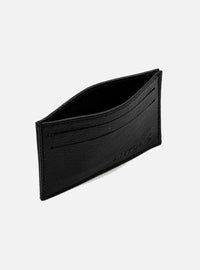 Kit Cinto em Couro Preto Fino Metal + Porta Cartão em Couro Preto
