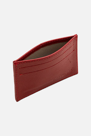 Porta Cartão em Couro Vermelho
