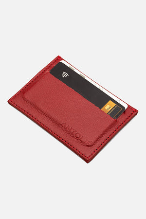 Porta Cartão em Couro Vermelho