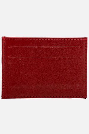 Porta Cartão em Couro Vermelho