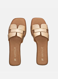 Rasteira em Couro Geométrica Helena Dourada