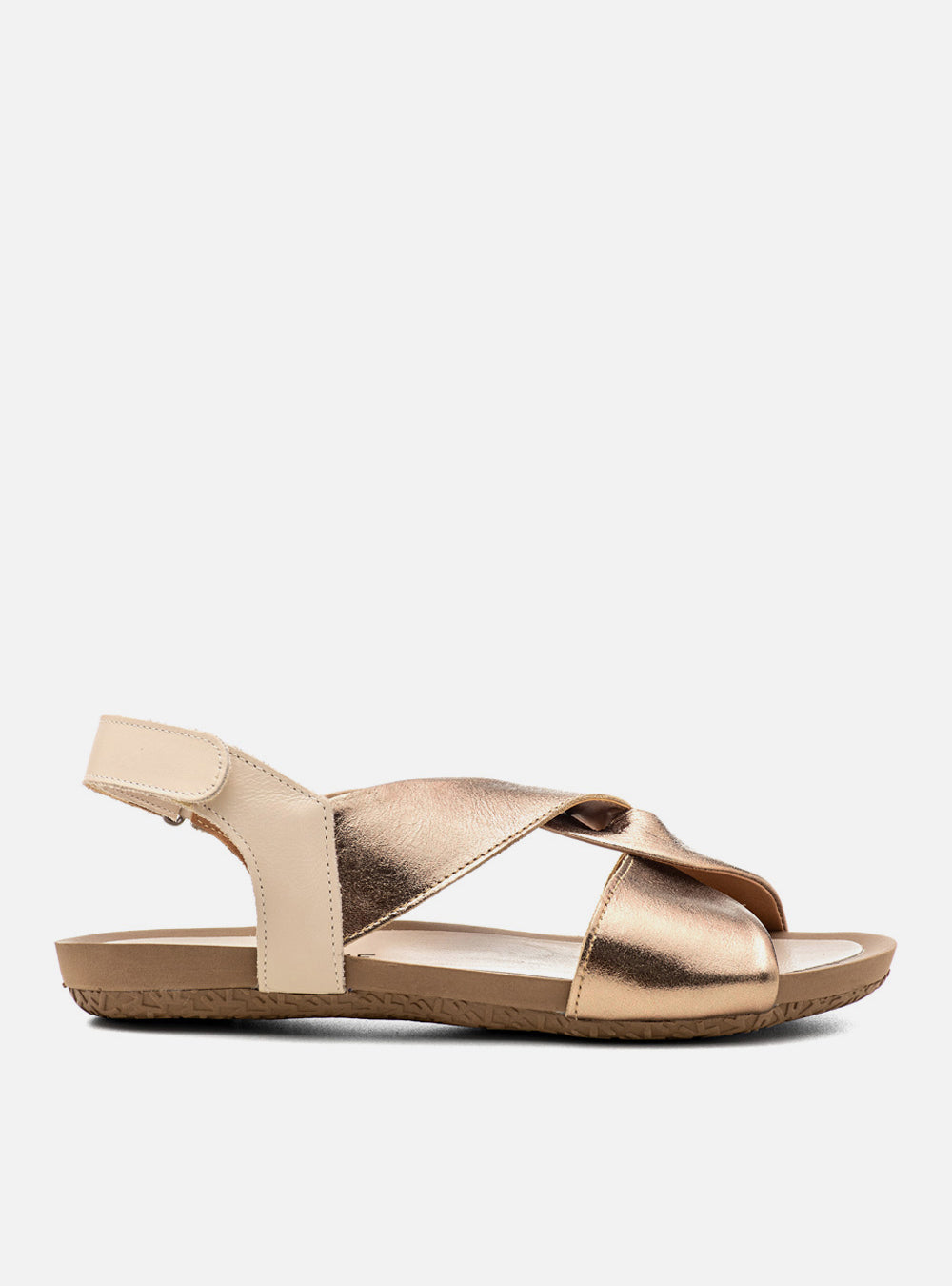 Sandália Comfort em Couro Amarração Alice Prata Velho e Off White
