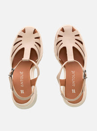 Sandália em Couro Fisherman Salto Morgan Off White