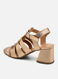 Sandália em Couro Salto Médio Lilian Prata Velho