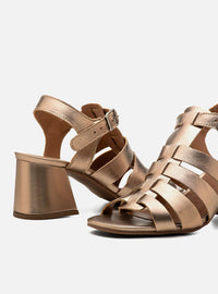 Sandália em Couro Salto Médio Lilian Prata Velho