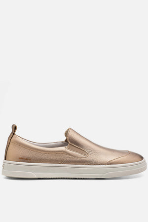 Slip On em Couro Prata Velho