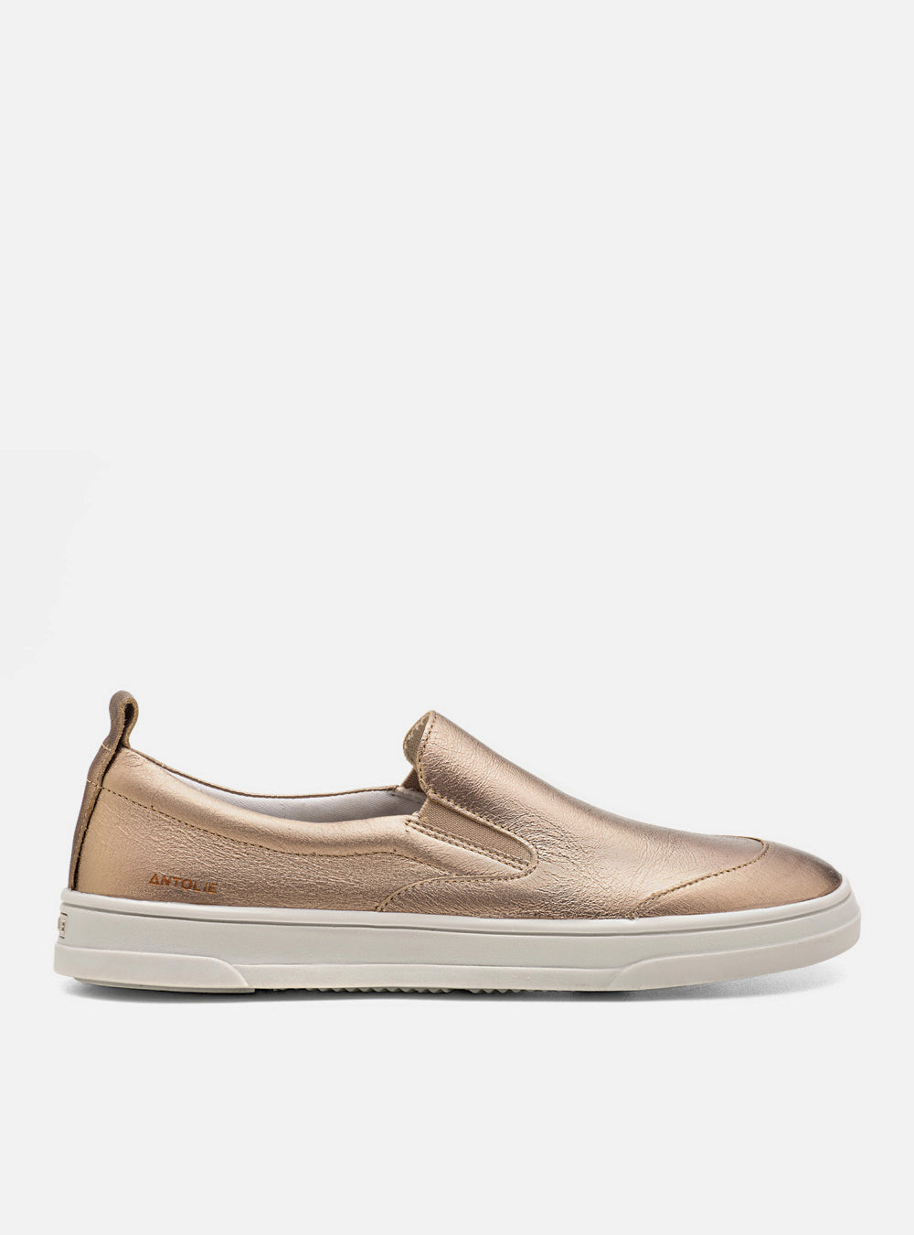 Slip On em Couro Prata Velho