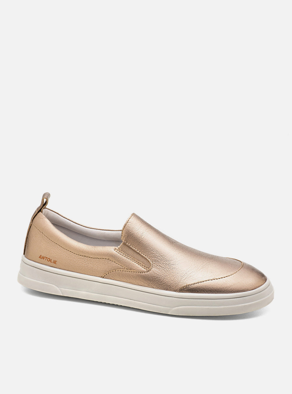 Slip On em Couro Prata Velho