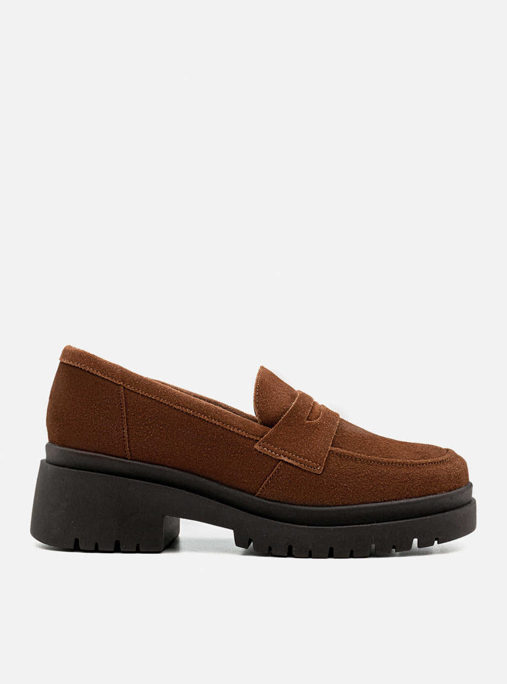 Mocassim em Couro Flatform Esther Camurça Marrom
