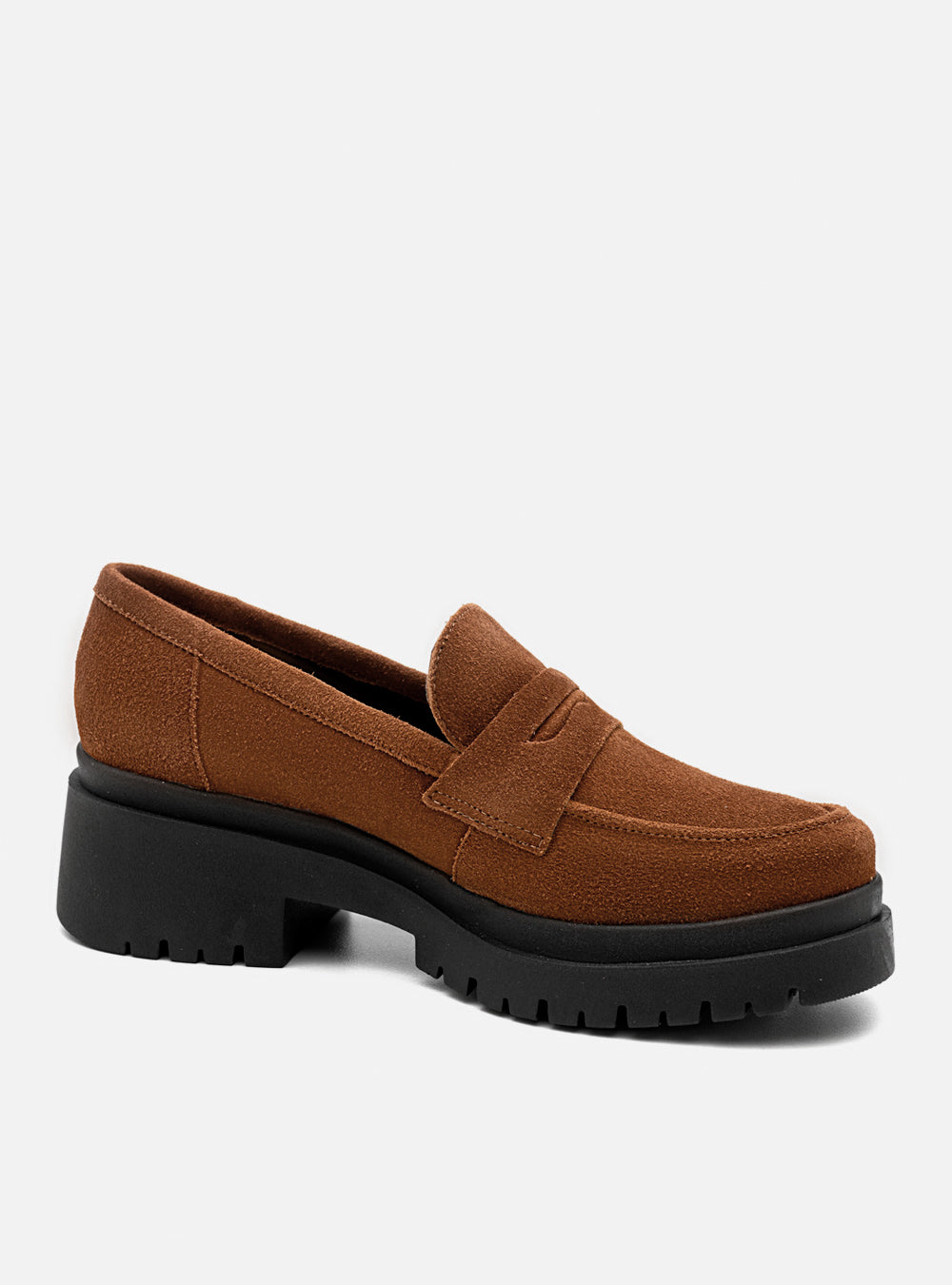 Mocassim em Couro Flatform Esther Camurça Marrom