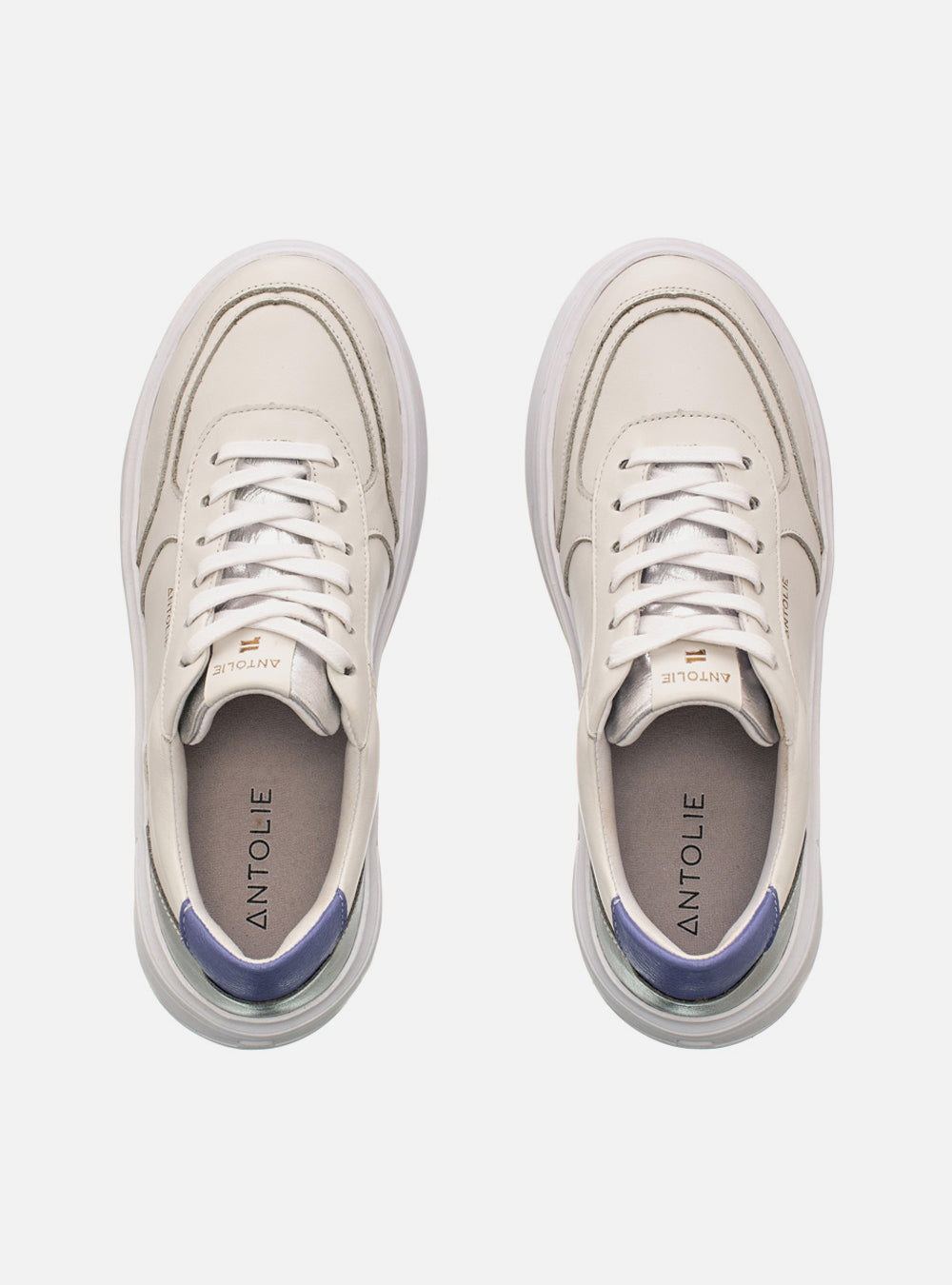 Tênis Couro Creme Detalhe Lilac Sport