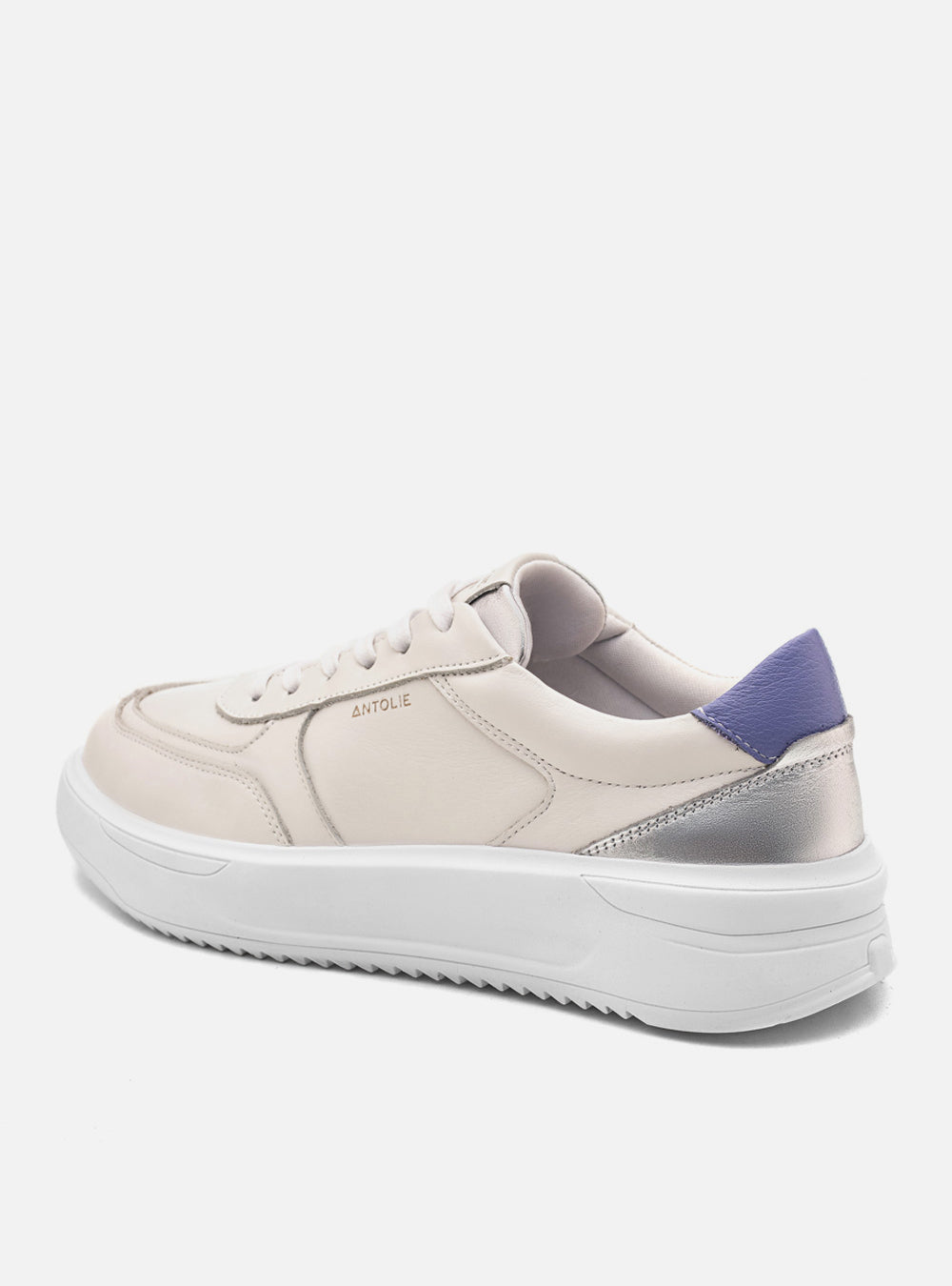 Tênis Couro Creme Detalhe Lilac Sport