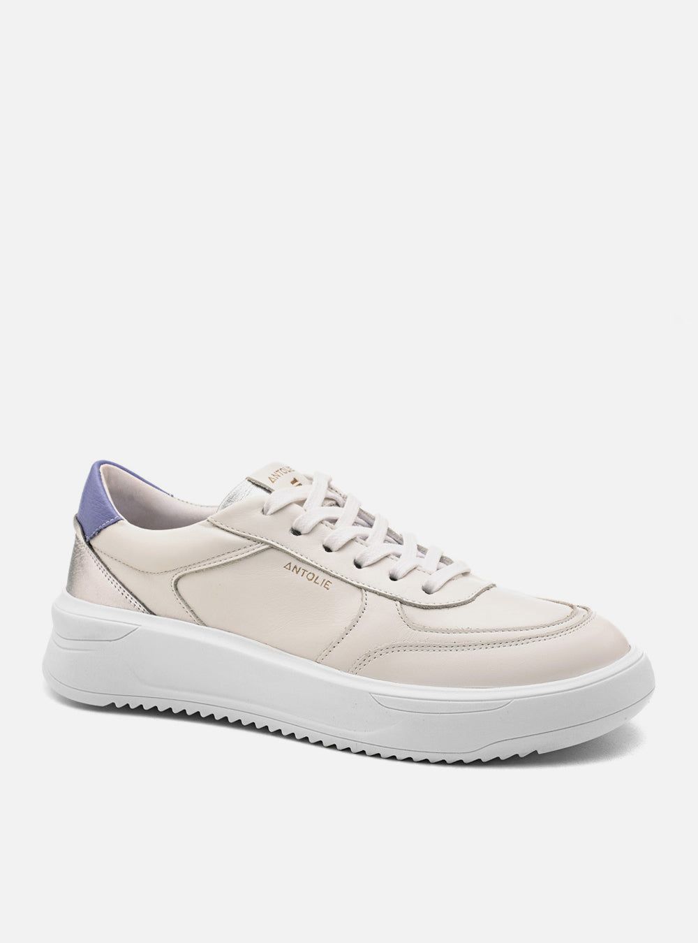 Tênis Couro Creme Detalhe Lilac Sport