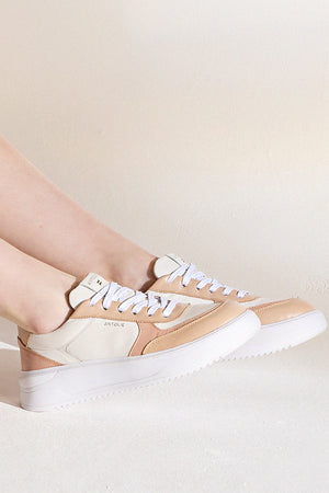 Tênis Couro Creme Detalhe Vanilla Sport