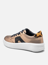 Tênis Couro Dourado Urban Detalhe Preto