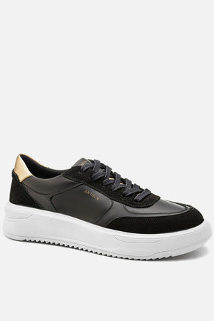 Tênis Couro Preto Detalhe Camurça Sport
