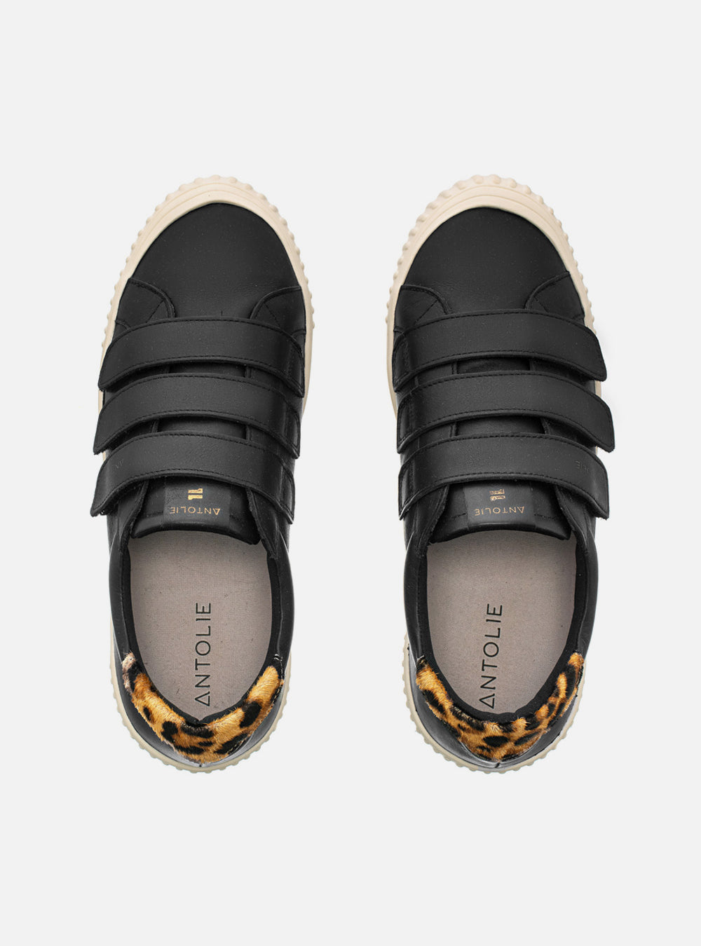 Tênis Couro Preto Velcro Basics