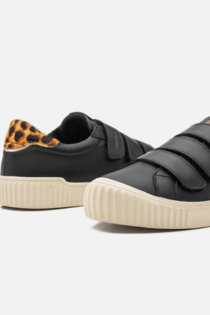 Tênis Couro Preto Velcro Basics