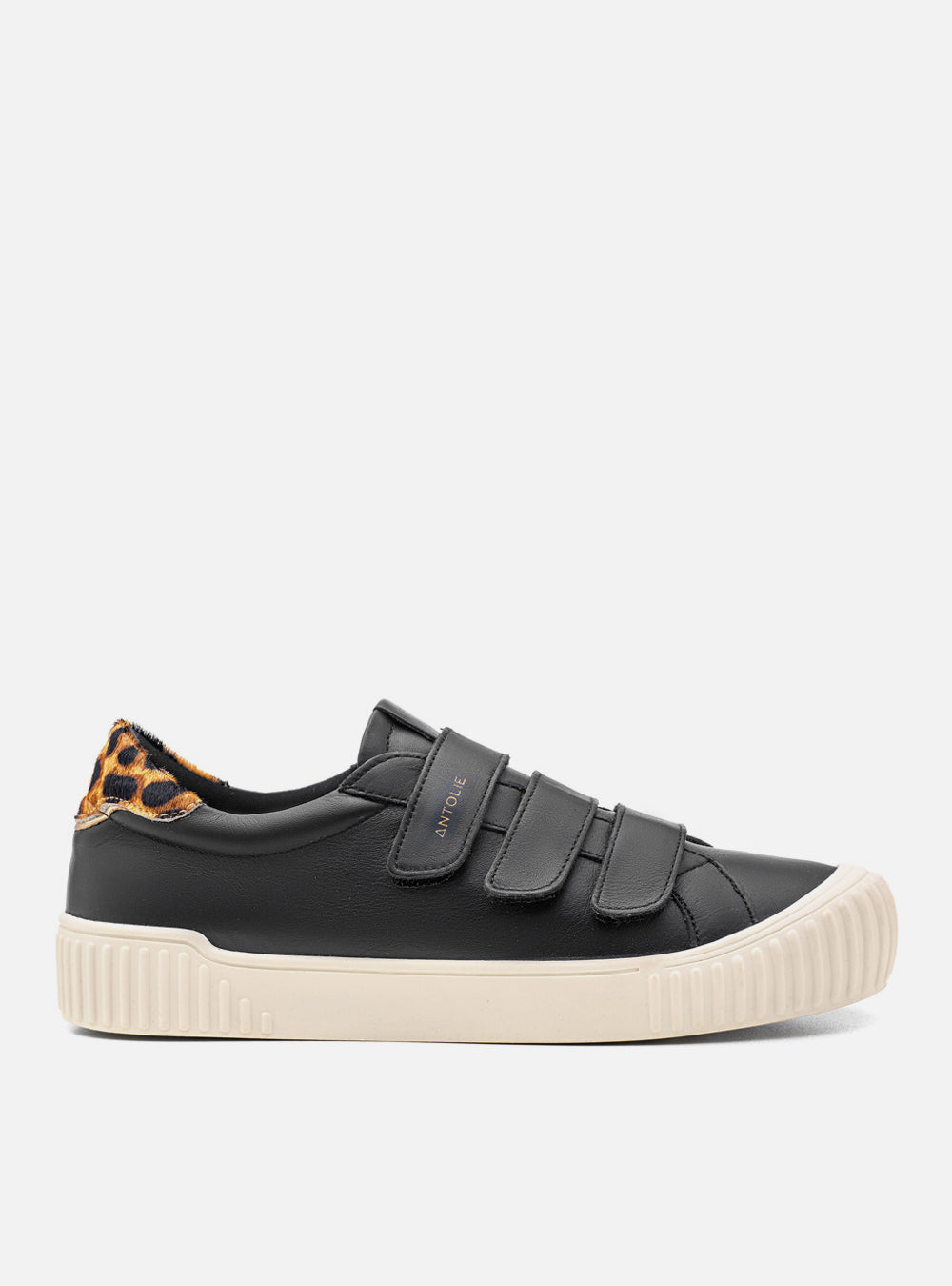 Tênis Couro Preto Velcro Basics