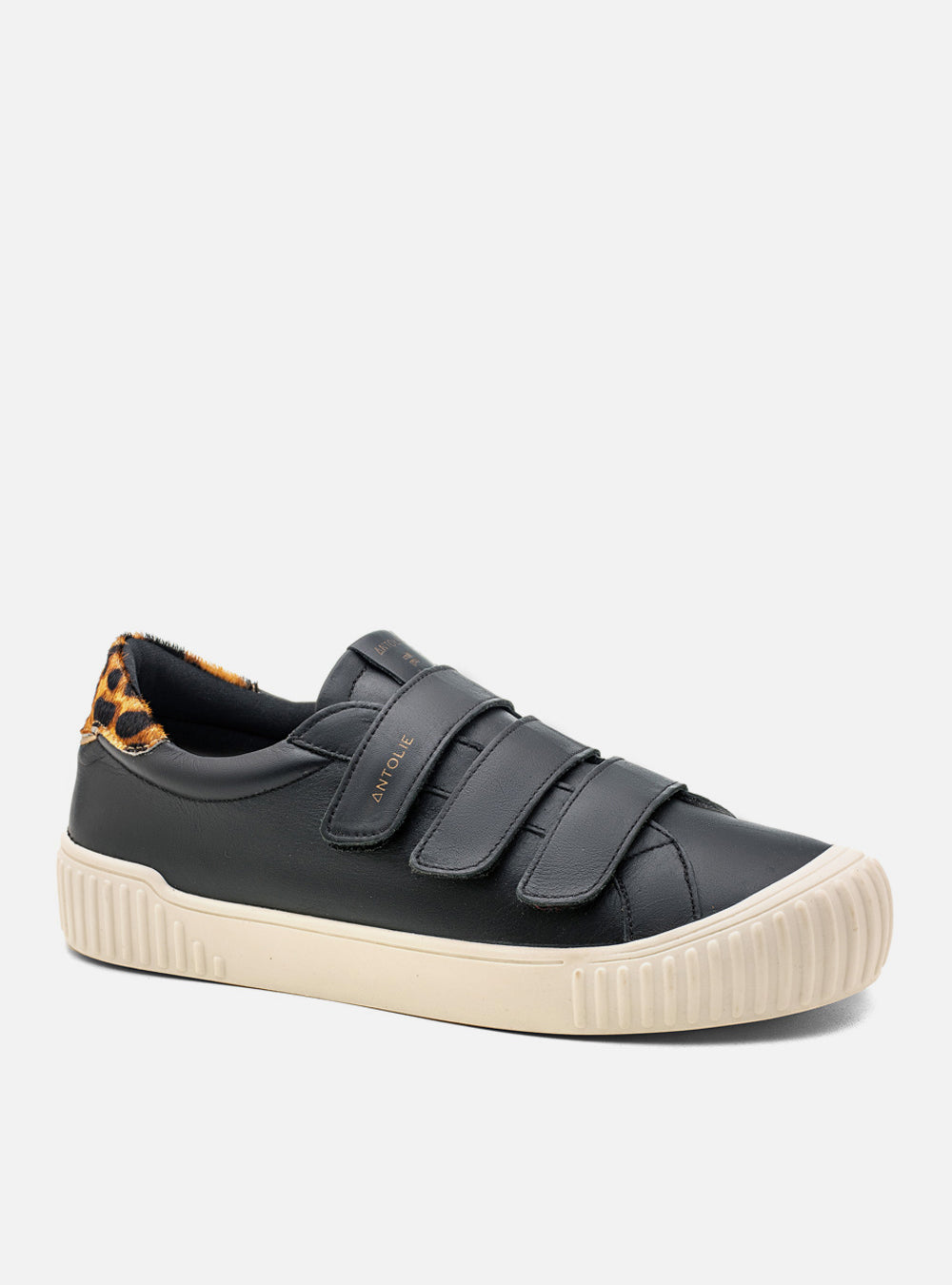 Tênis Couro Preto Velcro Basics