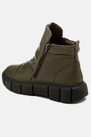 Tênis em Couro Cano Alto Jade Verde Militar