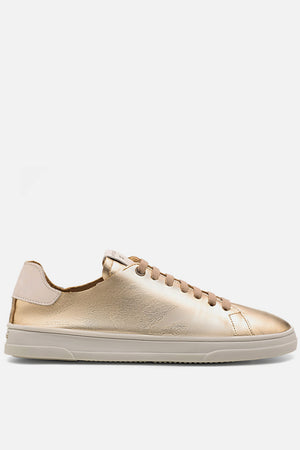 Tênis em Couro Dourado Elástico Basics