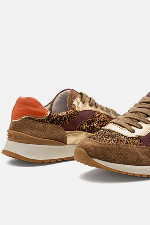 Tênis em Couro Mix Animal Print Sport