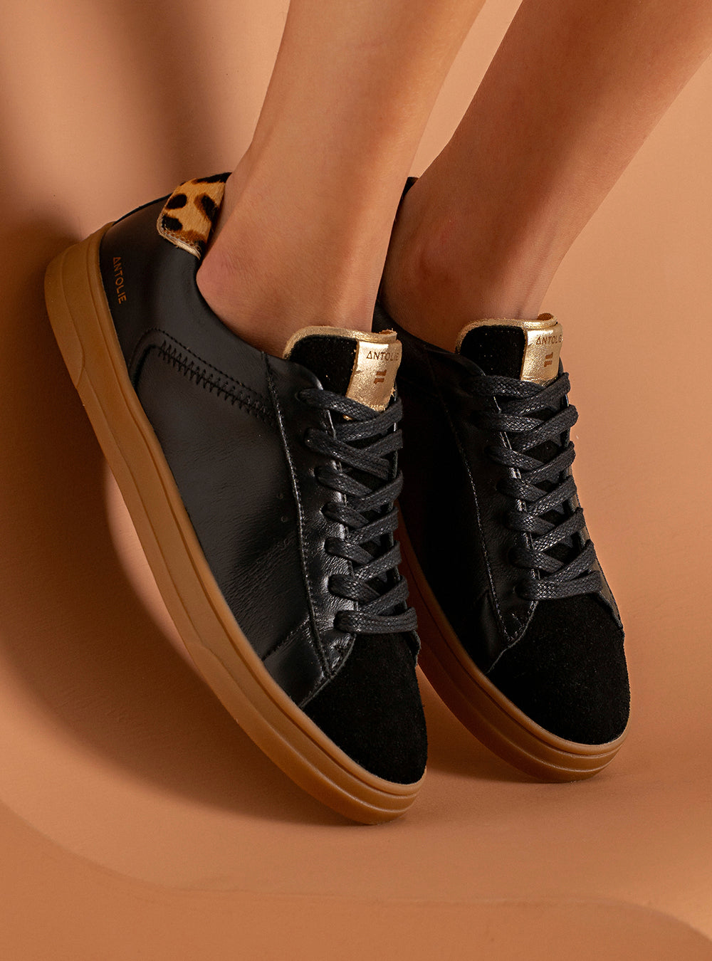 Tênis Casual Tenis Rock Fit Feminino Couro Tenis Preto Confortavel